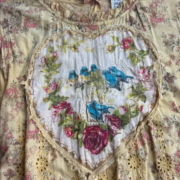 Magnolia Pearl My Sun Yellow Floral Embroidered and eyelet Blouse - Picture 2 of 9